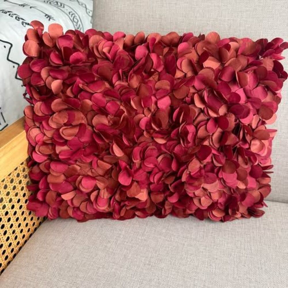 Pier One Rust Red Fluff Satin Throw Pillow 12x15 ❤️